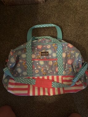 Matilda Jane Blue Floral & Pink Striped Weekender Bag